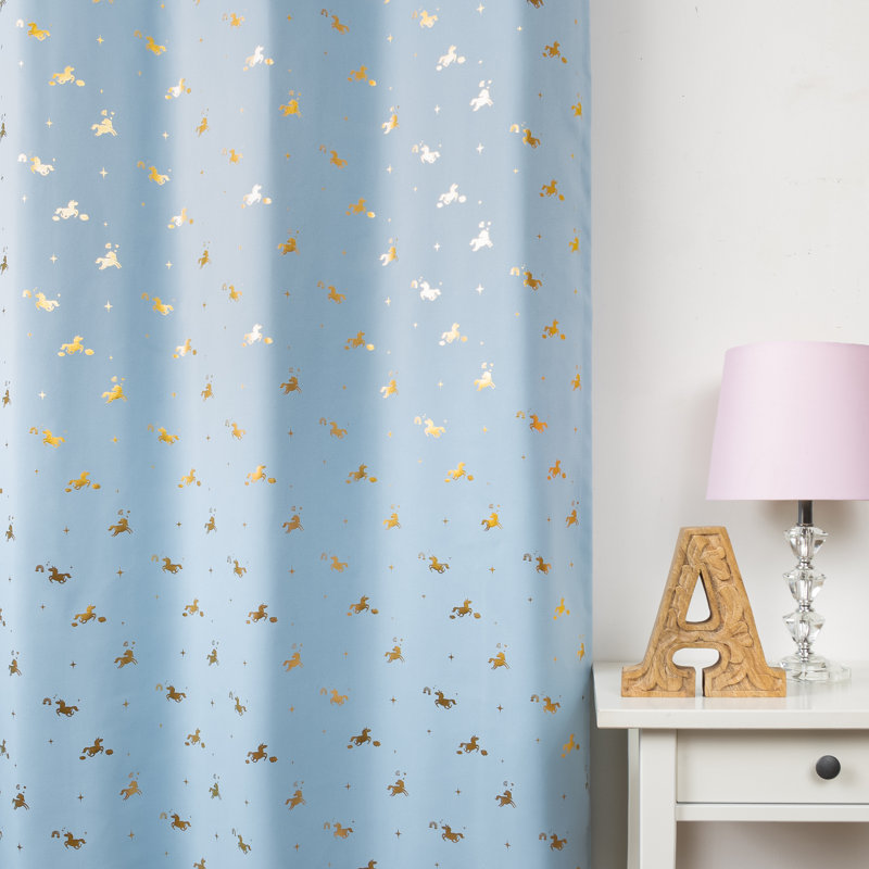 Paire de rideaux occultant Golden Enchanted Unicorn Polyester, Bleu ciel, L 52 po x L 84 po