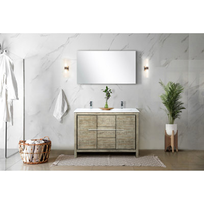 Rustic Bath Vanity 48 In. Wide X 20 Deep With Marble Top & Faucet - Soft Close, Abundant Storage Options 48" W 20" D Double Featuring And Interior