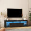 Meuble télé ultrabrillant avec lumières à DEL pour téléviseur de 65 po ou moins, console de télévision moderne avec armoires de rangement pour le salon-302062055