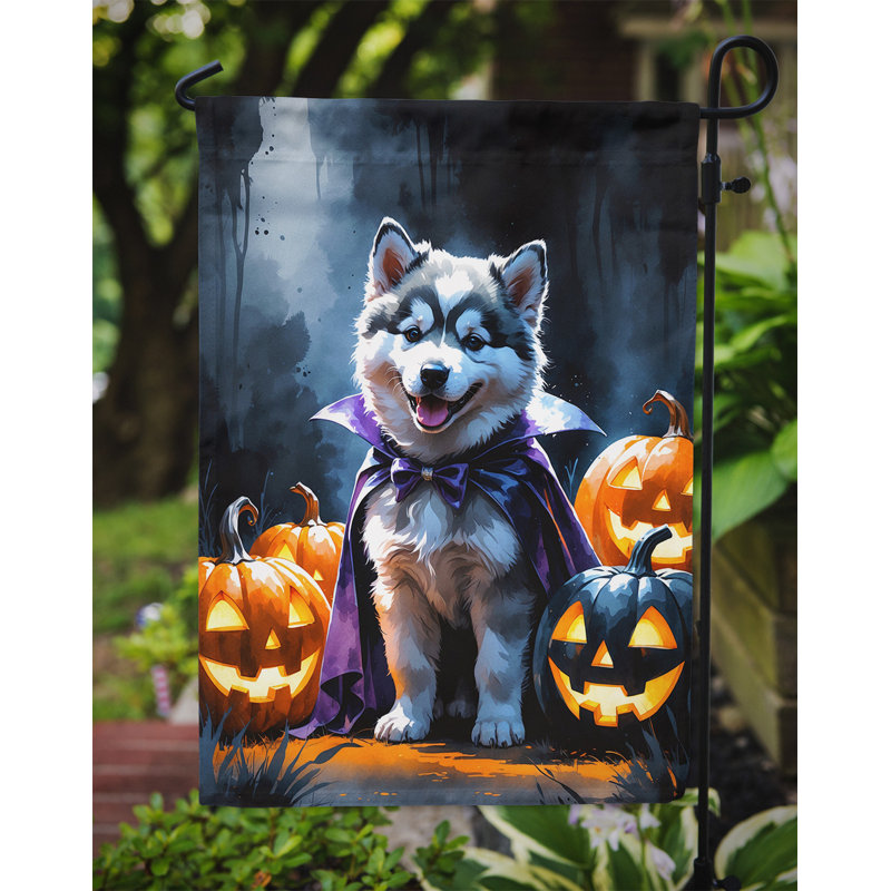 Drapeau de jardin chiot Halloween, Malamute d'Alaska