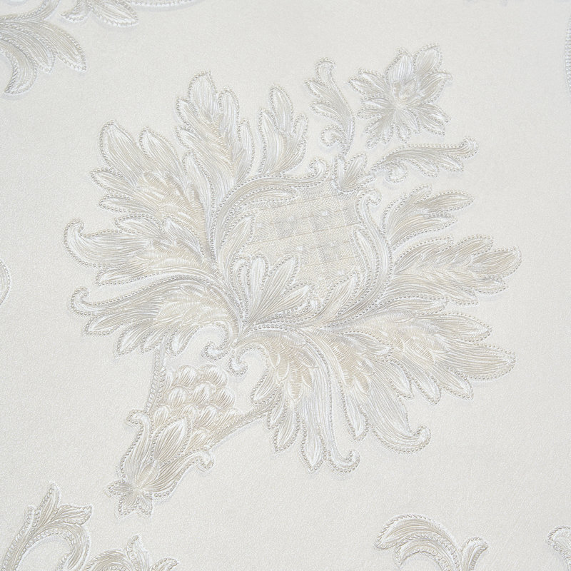 Non-Pasted Non-Woven 3D Embossed Wallpaper Roll, White/Grey