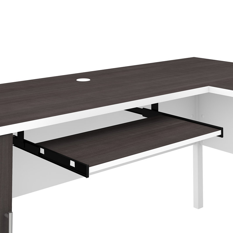 Magomed 4 Piece Computer Desk Office Set, Storm Gray/White