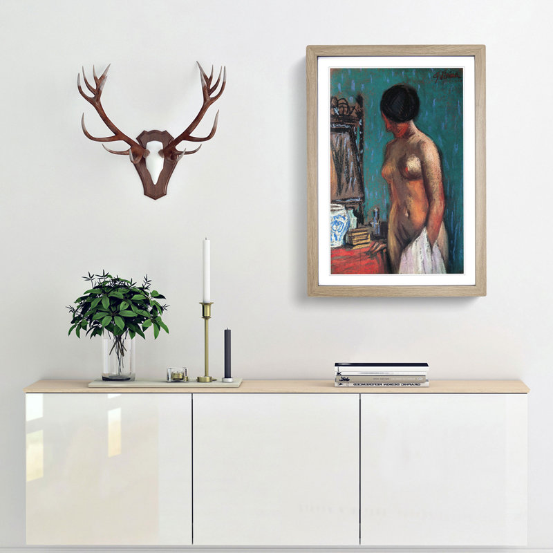 Nude Woman by Fujishima Takeji - Picture Frame Painting Print, 48cm H x 36cm W x 2cm D, Oak Framed