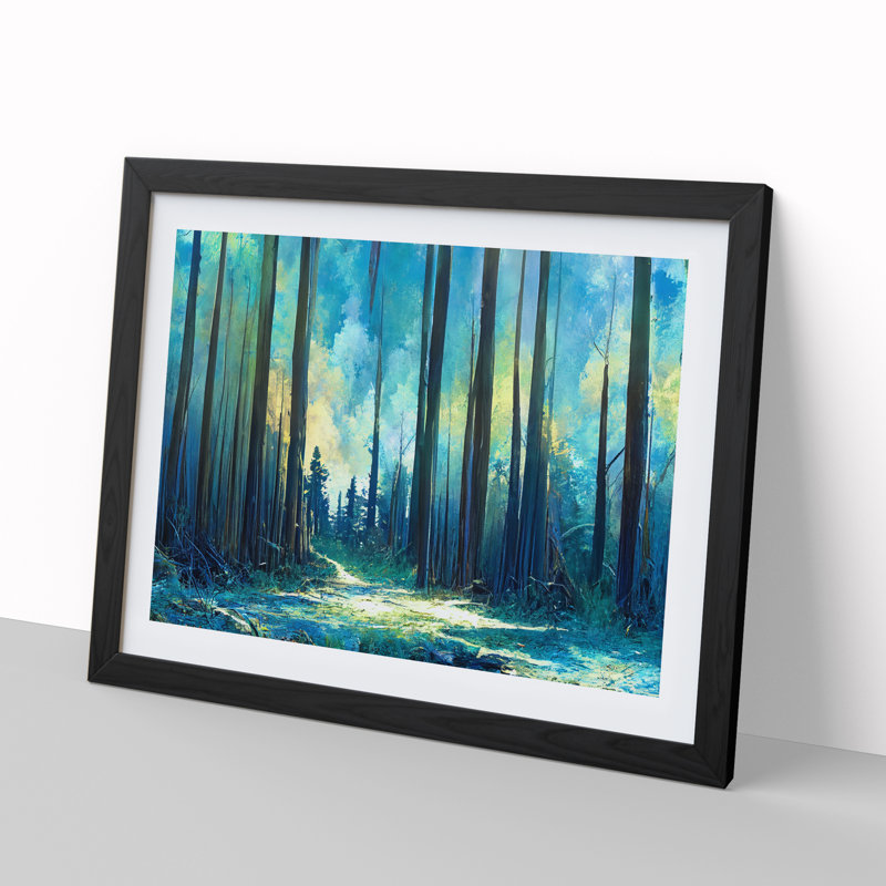 Cool Abstract Forest Vol.3 - Single Picture Frame Painting, 46cm H x 64cm W x 2cm D, Black