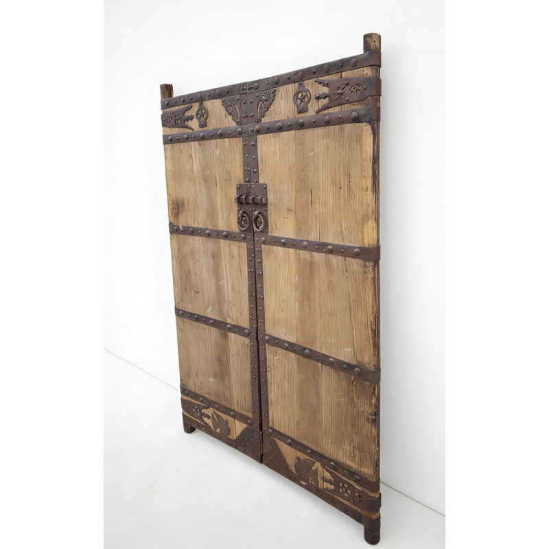 Portes en bois chinois du 19e siècle avec accents décoratifs en fer
