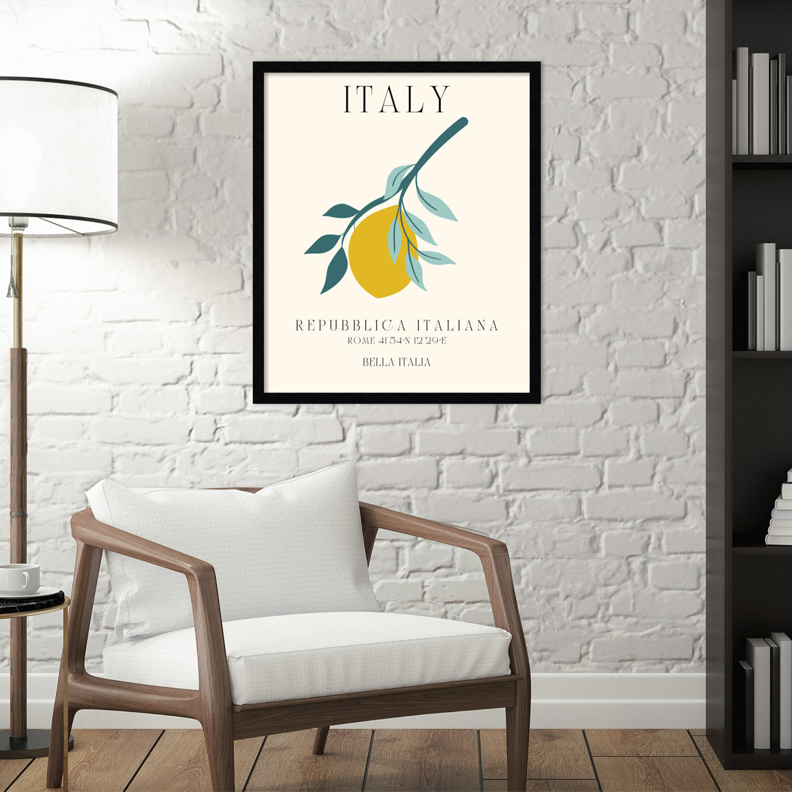 Mirando "Italy Travel Poster" Print, Black Framed, 21" W x 25" H x 1" D