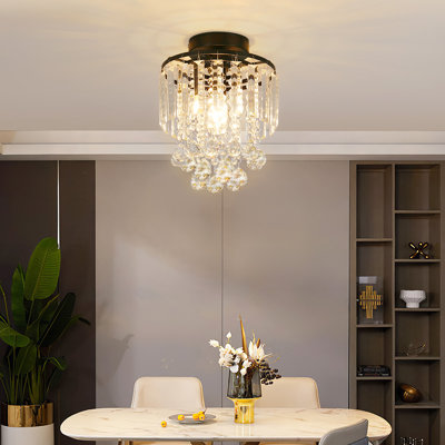 1-Light 23cm Crystal Flush Mount Ceiling Light