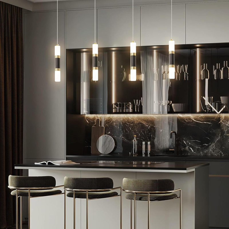 Ensemble de 1 luminaire pour îlot de cuisine moderne à DEL à intensité variable avec petit luminaire à DEL pour table de chevet
