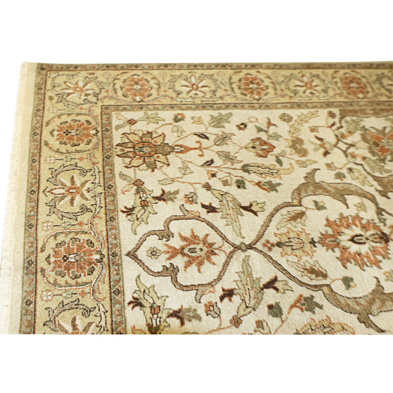 Hand Knotted Wool Area Rug in Gold