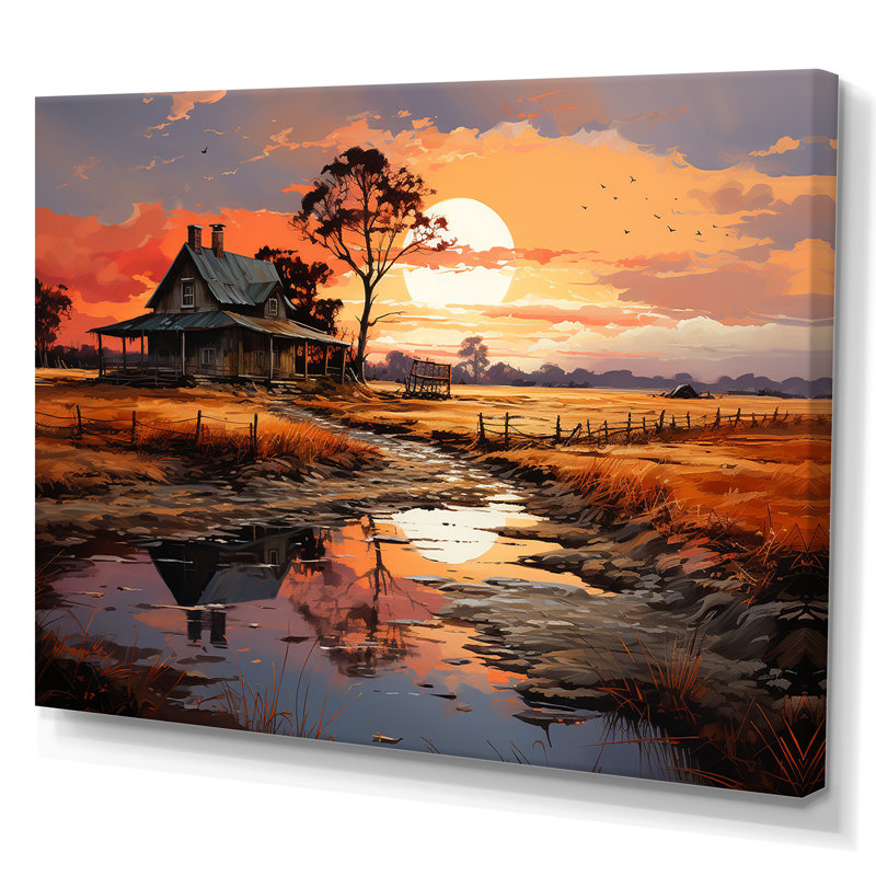 Barns Sunrise Country Charm sur toile, H 30 po x l 40 po x P 1,5 po, Toile tendue