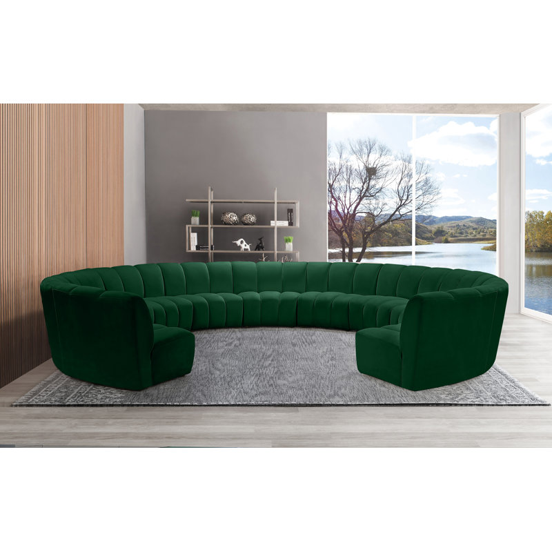 Canapé modulaire en velours Infinity, Velours vert, 11 pièces