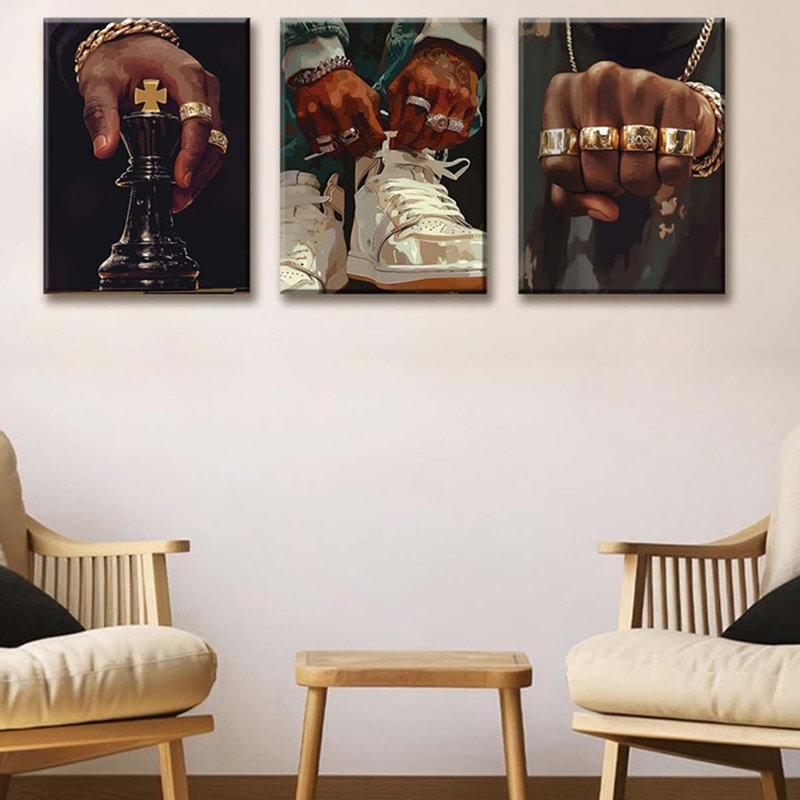 3 Piece Wrapped Canvas Print, 40 cm H x 90 cm W