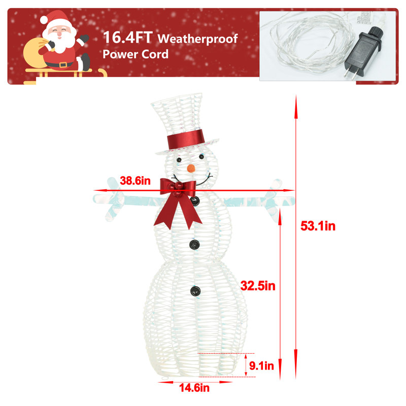 Décoration de jardin de bonhomme de neige irisé 4,5 pi avec lumières DEL Gutierrez