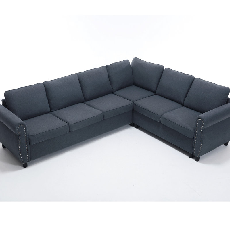 Lit 2 en 1, canapé-lit 6 places, canapé modulaire en L gris avec coussin de dossier