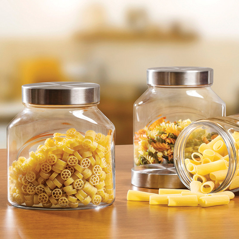 Glass Jar - Set of 2, 15.5cm H x 9cm W x 9cm D