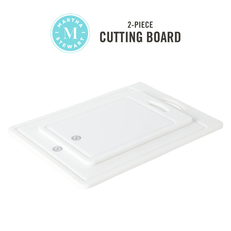 White Rectangular Plastic Cutting Board Set, 2-Piece