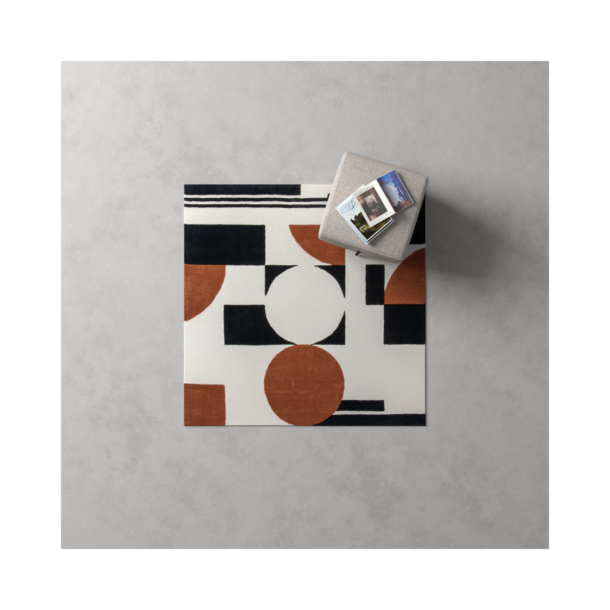Antoni Handmade Wool Ivory/Black/Brown Rug, Square 6'