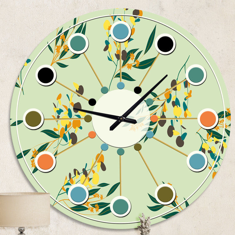 Horloge murale moderne Mid-Century Bright Eucalyptus, Moyenne