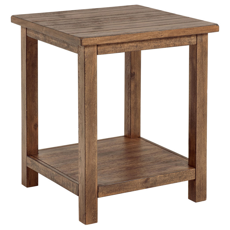Table de bout en bois brun vieilli avec tablette Castleton, Brun délavé
