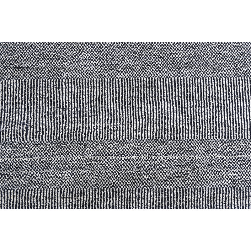High-Quality Hand-Knotted Silver And Black Area Rug, Rectangle 10' x 14'