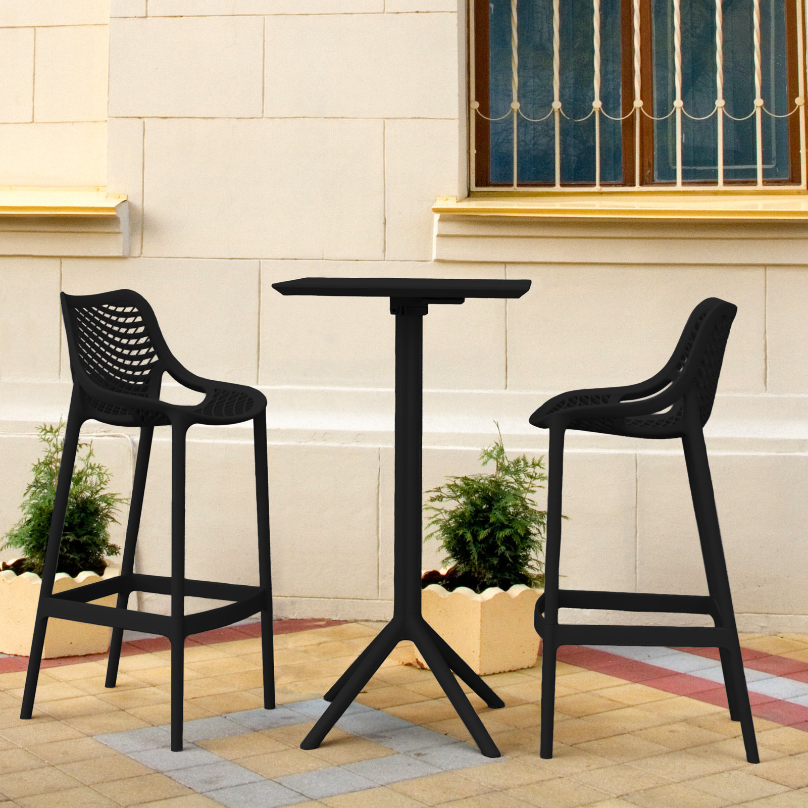 Asherton 24" Patio Dining Set, Black