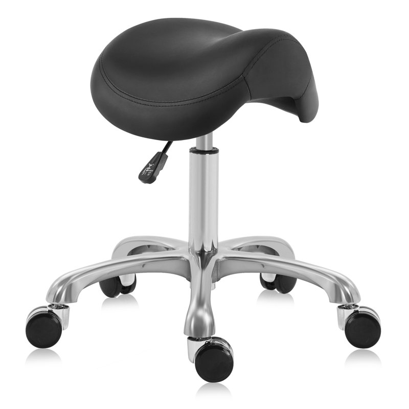 Tabouret à selle ergonomique réglable Latitude Run®, Noir, noir, noir, noir, Sans repose-pieds