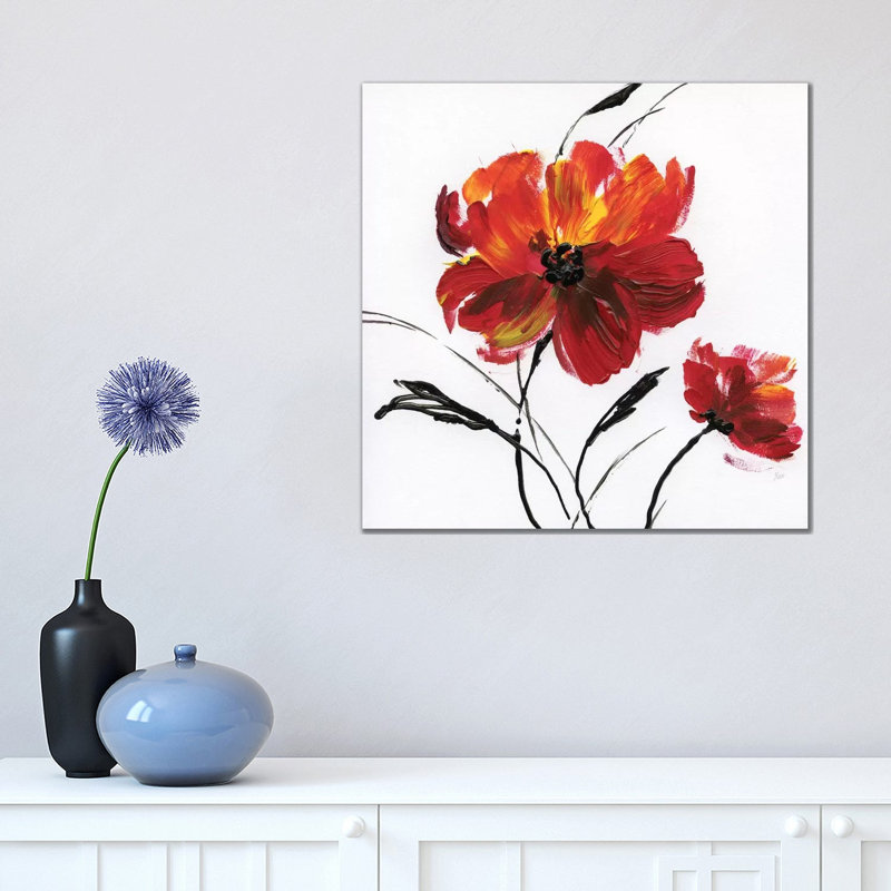 Red Poppy Splash III 1 Piece Wrapped Canvas Painting, 45.72 cm H x 45.72 cm W