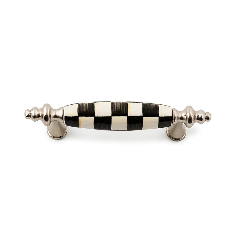 Courtly Check Brass Drawer Pull, Nickel/Black/White