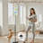 PeeNoke 68.5" Standing Floor Lamp Blue Butterflies Orange Fruits Green Leaves Dimmable Metal Pole Lamp with Linen Lampshade LED Bulb Included