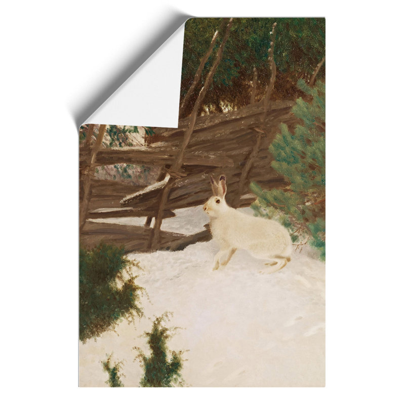 White Hare by Bruno Liljefors - Frameless Print, 30cm H x 21cm W x 0.1cm D