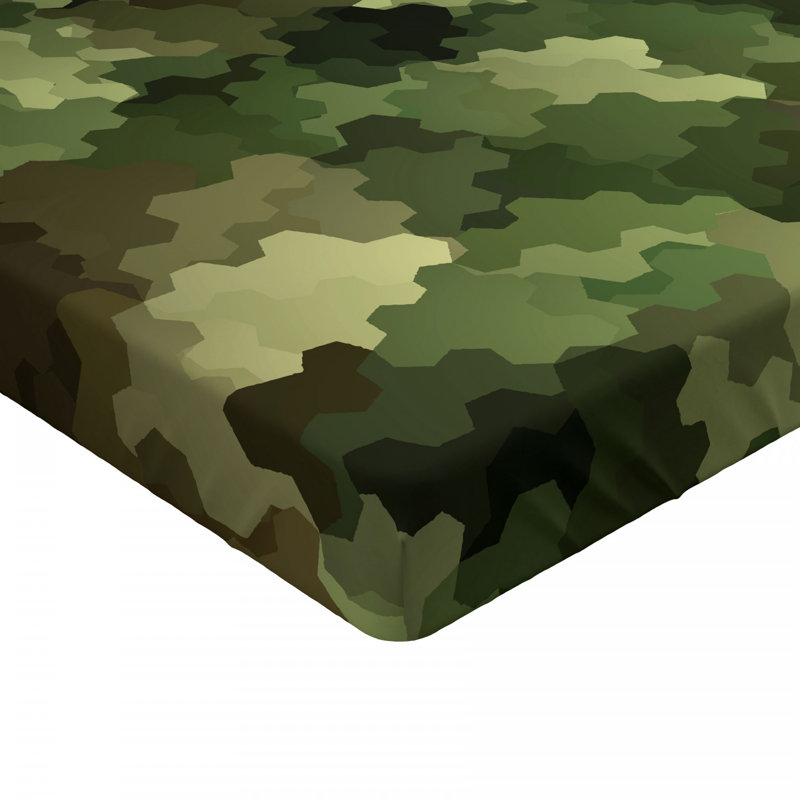 Microfiber Camouflage Fitted Sheet, Full Fitted Sheet, Green Camouflage 2