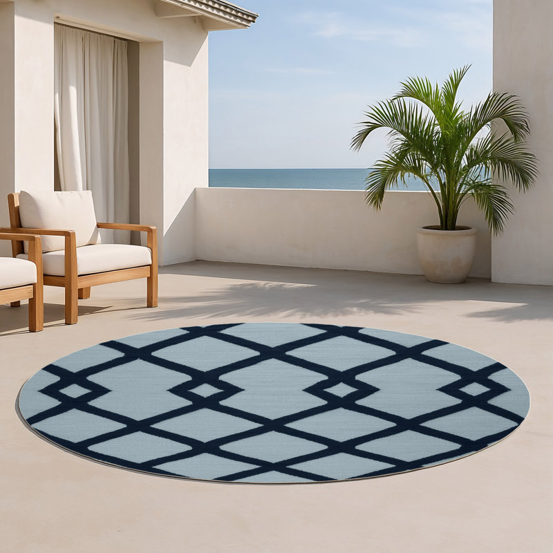 Tapis gris intérieur et extérieur Trellis, Rond 5 pi