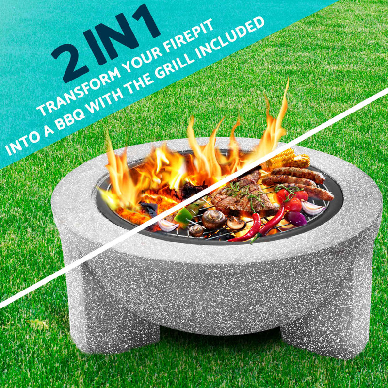 Andols Round Wood Burning Smokeless Fire Pit, Light Grey 