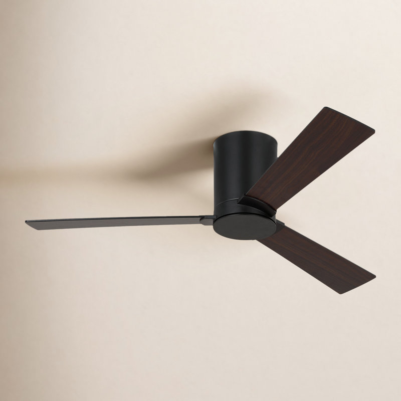 Salma Ceiling Fan, 9.3" H x 44" W, Midnight Black/American Walnut Reversible Blades, Midnight Black