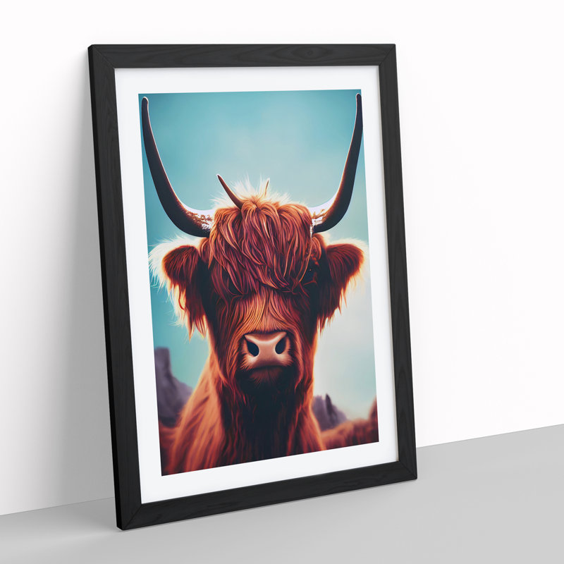 Classic Highland Cow - Single Picture Frame Print, Black, 34cm H x 25cm W x 2cm D