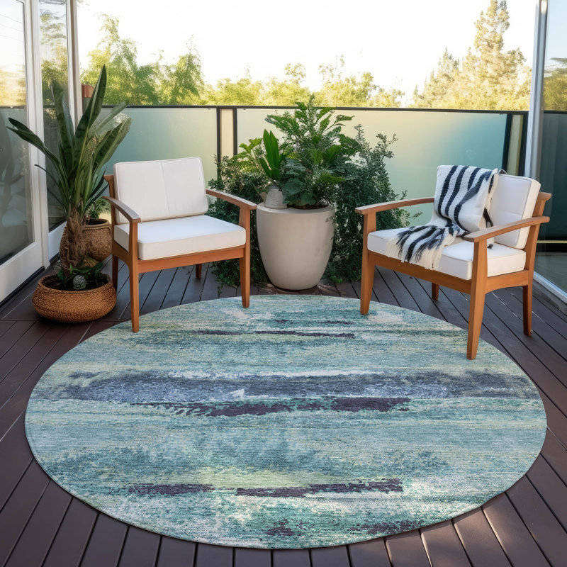 Aleighna Area Rug with Non-Slip Backing, Round 8'