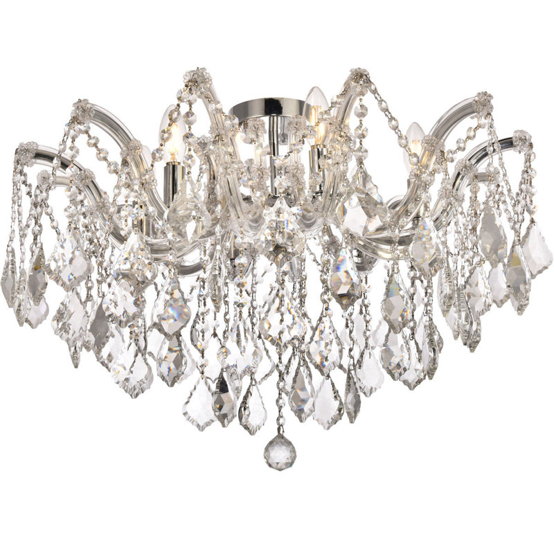 Cristal taillé royal transparent Maria Theresa Maxfield, Chrome chrome, H 17,5 po x l 24 po x P 24 po, Six lumières