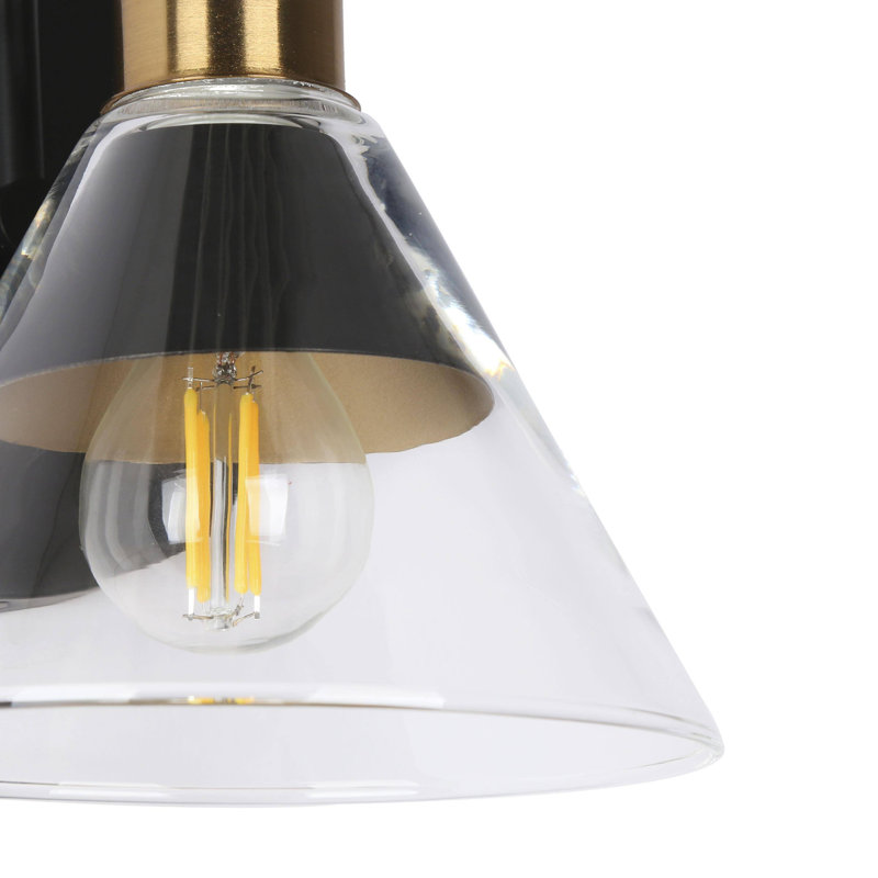 Johannah 1-Light Modern Cone Wall Sconce Black and Gold Finish for Bedroom, Black
