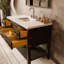Meuble-lavabo simple en chêne noir 48 po X P 22 po D, dessus en marbre de Carrare et ensemble de robinet-117984829