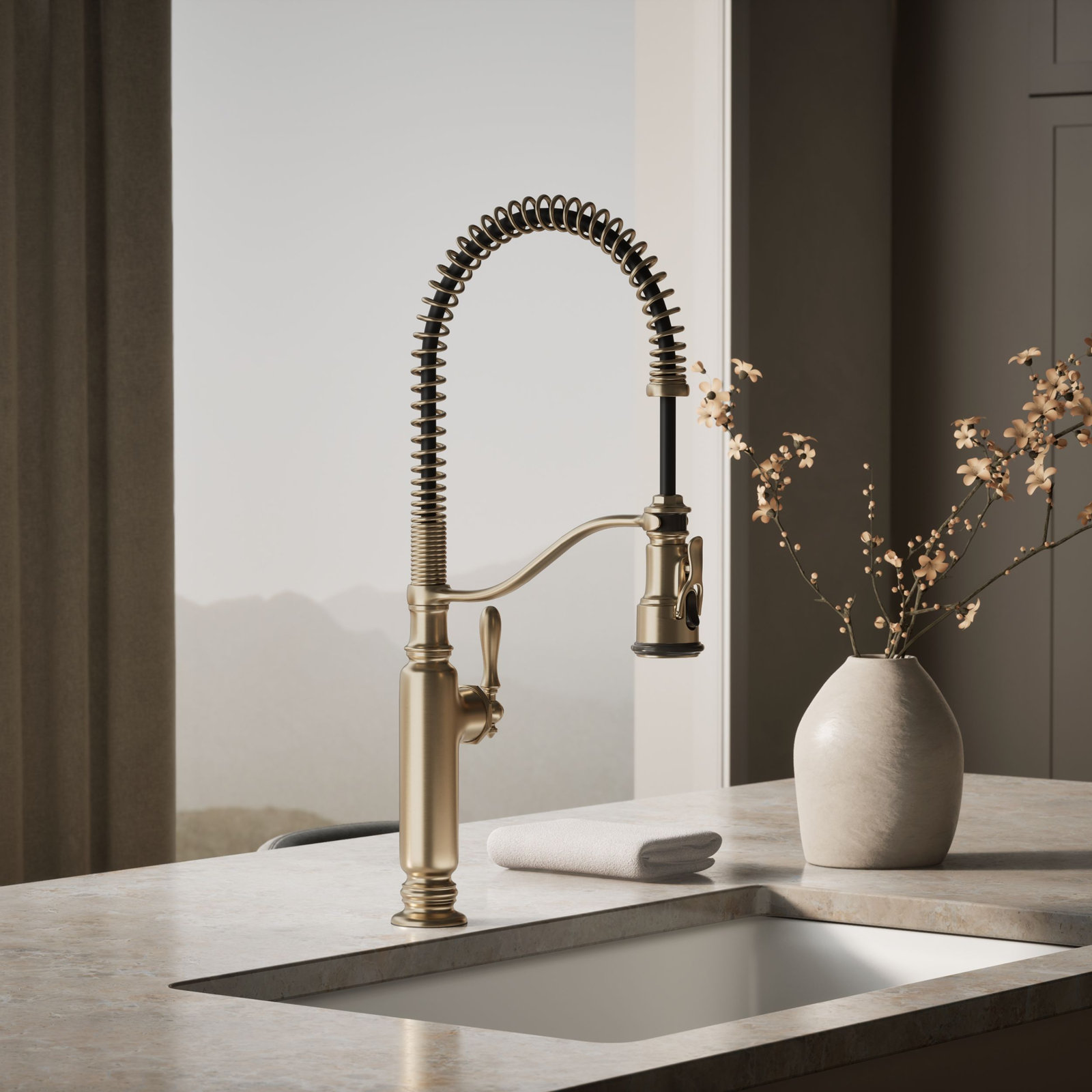 Kohler Tournant Pre-Rinse Kitchen Faucet, Vibrant Brushed Bronze