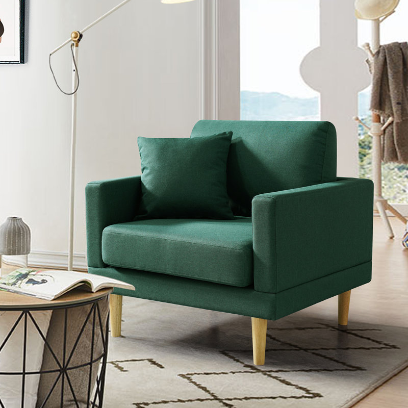 Fauteuil de 34 po de large Murnie, Mélange de polyester vert foncé