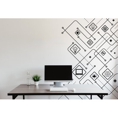 Circuit Board Wall Decal, Technology Vinyl Wall Art Decals