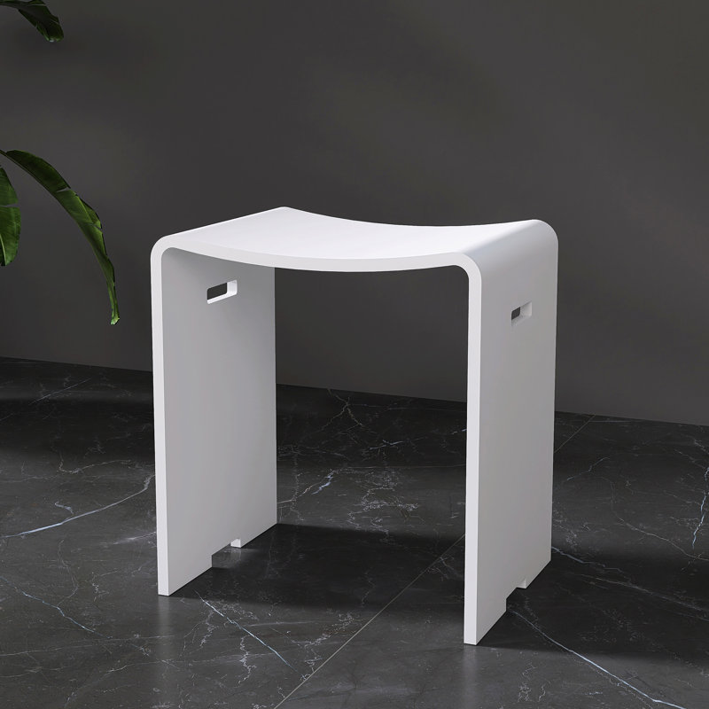 Freestanding Solid Surface Bathroom Shower Stool  Hollowed-Out Seat