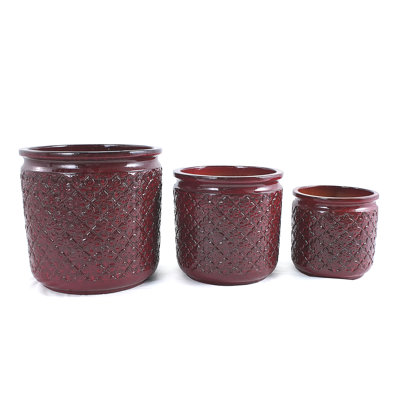 3 Pieces Ceramic Flowerpot, Modern Planter