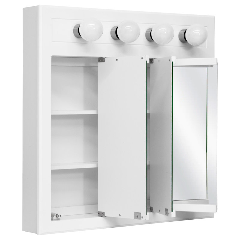 Bathroom Medicine Cabinet, Wall Mounted, Mirror, White, 30" H x 30" W x 5.13" D