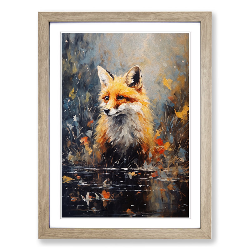 Fox Impressionism - Framed Print, Oak Framed, 46cm H x 34cm W