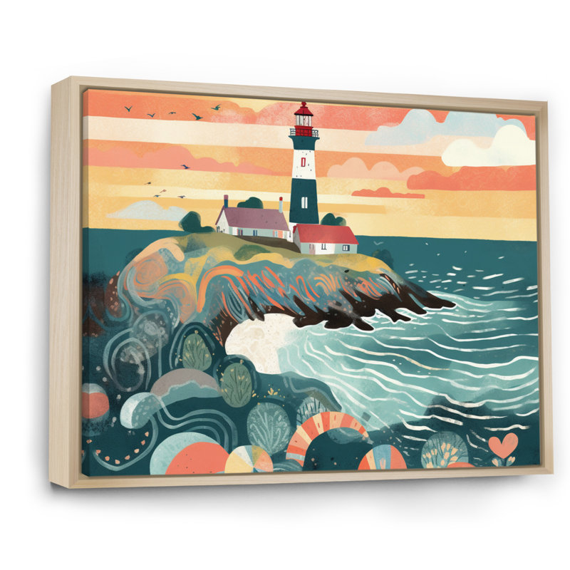 Phare côtier IV sur toile, H 24 po x l 32 po x P 1 po, Cadre naturel flottant