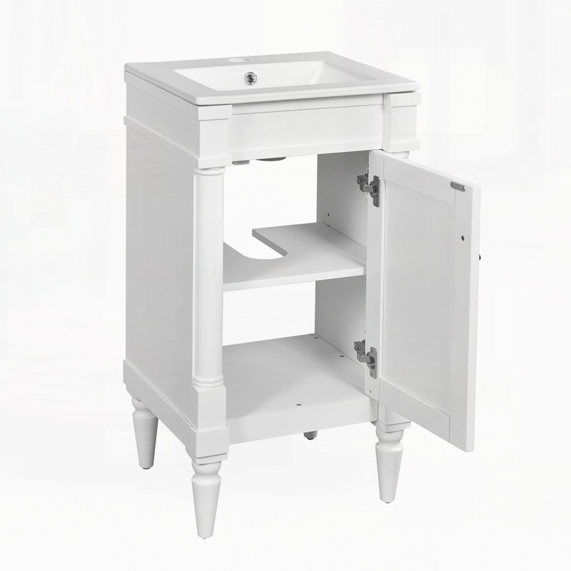 Meuble-lavabo moderne de 18 pouces avec lavabo, Blanc