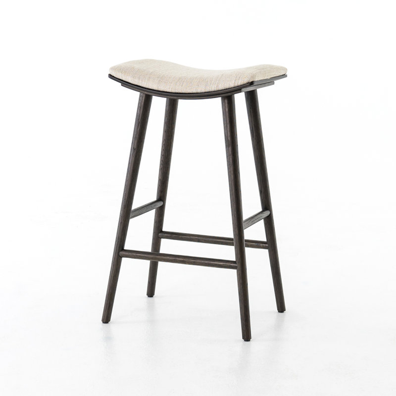 Union Wallis Belfast Solid Wood Stool, Counter Stool (26" Seat Height), Rayon/Viscose - Essence Natural/Black Parawood