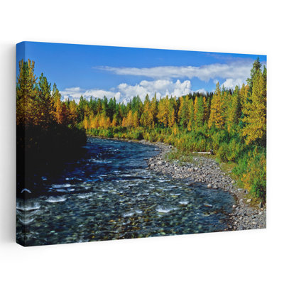 Scenic View Of Chulitna River In Early Autumn Alaska USA by Allen Prier - Wrapped Canvas Print